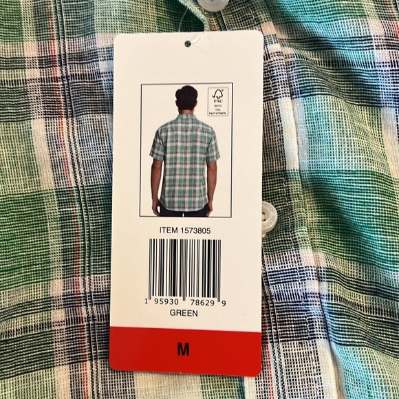 Weatherproof Men Casual Short Sleeve Woven Button Down Shirt Size M Linen Blend - Picture 11 of 12